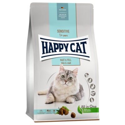 2x4kg Happy Cat Sensitive bőr & szőrzet száraz macskatáp - Kisállat kiegészítők webáruház - állateledelek