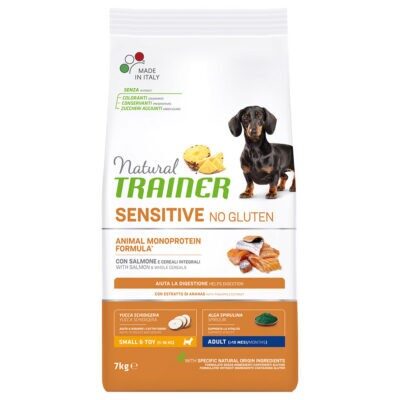 7kg Natural Trainer Sensitive No Gluten Adult Small lazac száraz kutyatáp - Kisállat kiegészítők webáruház - állateledelek