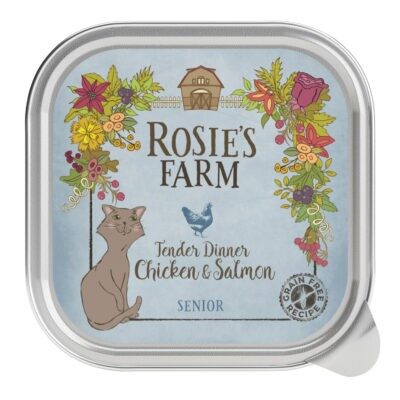 32x100g Rosie's Farm Senior nedves macskatáp- Senior: csirke & lazac - Kisállat kiegészítők webáruház - állateledelek
