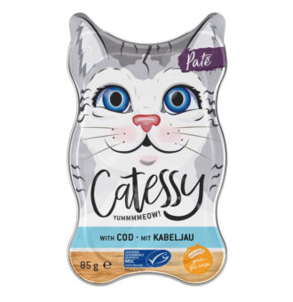 36x85g Catessy tálcás paté tőkehal falatkákkal nedves macskatáp - Kisállat kiegészítők webáruház - állateledelek