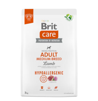 2x3kg Brit Care Dog Hypoallergenic Adult Medium Breed Lamb & Rice száraz kutyatáp - Kisállat kiegészítők webáruház - állateledelek