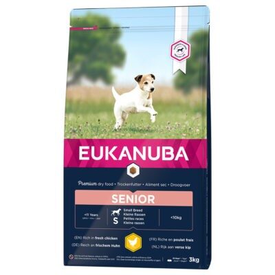 3x3kg Eukanuba Caring Senior Small Breed csirke száraz kutyatáp - Kisállat kiegészítők webáruház - állateledelek