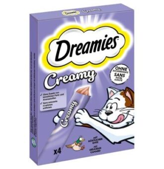 44x10g Dreamies Creamy Snacks kacsa jutalomfalat macskáknak - Kisállat kiegészítők webáruház - állateledelek