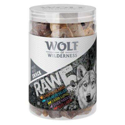 450g Wolf of Wilderness snack - 5 fajta fagyasztva szárított snack vegyesen - Kisállat kiegészítők webáruház - állateledelek