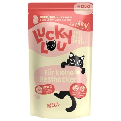 16x125g Lucky Lou Kitten Szárnyas nedves macskatáp - Kisállat kiegészítők webáruház - állateledelek