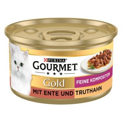 48x 85g Gourmet Gold Finom összetételű kacsa és pulyka nedves macskaeledel - Kisállat kiegészítők webáruház - állateledelek