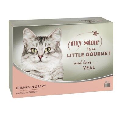 48x85g My Star falatok szószban Gourmet konzerv nedves macskatáp- Borjú & sárgarépa - Kisállat kiegészítők webáruház - állateledelek