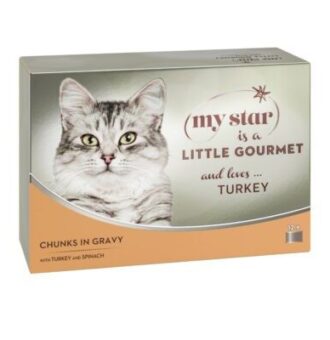 48x85g My Star falatok szószban Gourmet konzerv nedves macskatáp- Pulyka & spenót - Kisállat kiegészítők webáruház - állateledelek