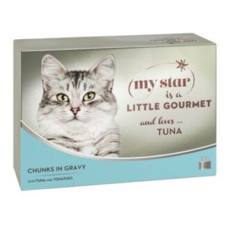 48x85g My Star falatok szószban Gourmet konzerv nedves macskatáp- Tonhal & paradicsom - Kisállat kiegészítők webáruház - állateledelek