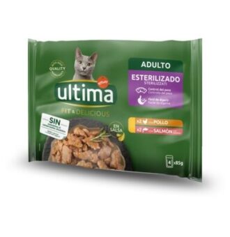 96x85g Ultima Cat Sterilized  csirke & lazac nedves macskatáp 20% kedvezménnyel! - Kisállat kiegészítők webáruház - állateledelek