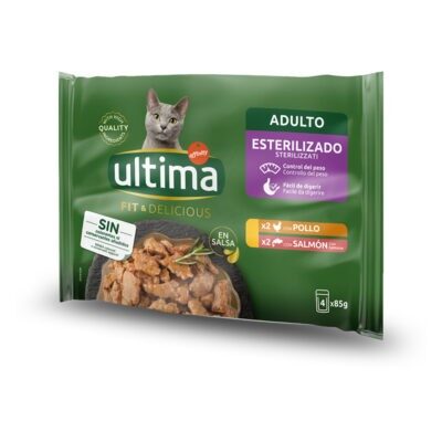 48x85g Ultima Cat Sterilized nedves macskatáp- Csirke & lazac - Kisállat kiegészítők webáruház - állateledelek