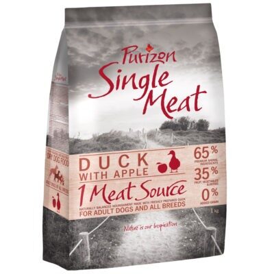 4kg Purizon Single Meat Adult kacsa & alma - gabonamentes száraz kutyatáp - Kisállat kiegészítők webáruház - állateledelek