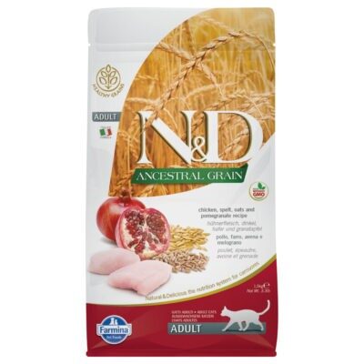 5kg Grain Chicken & Pomegranate Adult N&D Cat Ancestral száraz macskaeledel 5kg Grain Chicken & Pomegranate Adult N&D Cat Ancestral száraz macskatáp - Kisállat kiegészítők webáruház - állateledelek