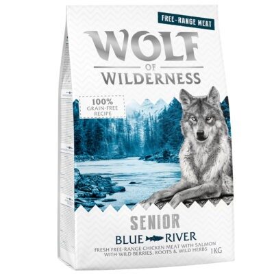 5x1kg Wolf of Wilderness Senior Blue River szabad tartású csirke & lazac száraz kutyatáp - Kisállat kiegészítők webáruház - állateledelek