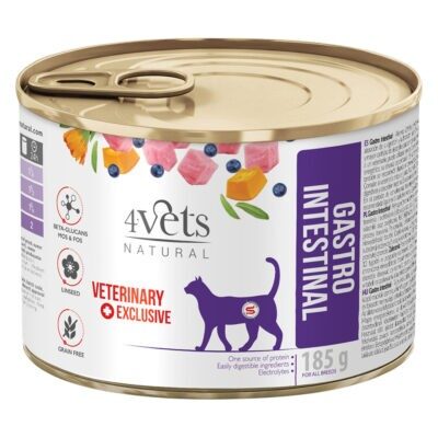 12x185g Natural Gastro Intestinal 4Vets nedves macskatáp - Kisállat kiegészítők webáruház - állateledelek