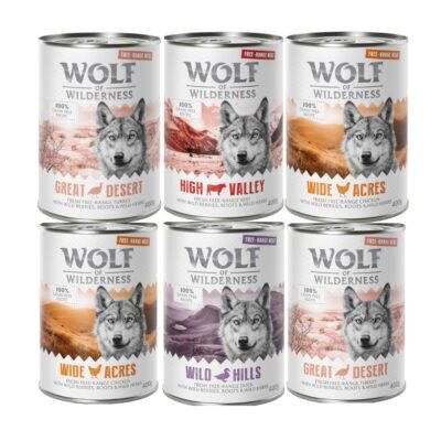 6x400g Wolf of Wilderness Free-Range Meat Vegyes csonag 4 változattal nedves kutyatáp - Kisállat kiegészítők webáruház - állateledelek