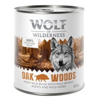 24x800g Wolf of Wilderness nedves kutyatáp- Oak Woods - vaddisznó - Kisállat kiegészítők webáruház - állateledelek