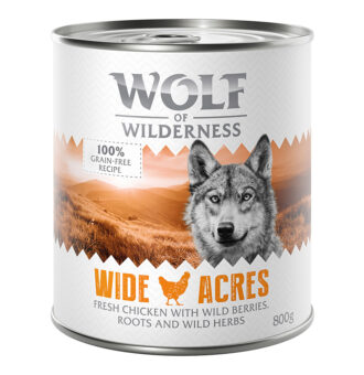 24x800g Wolf of Wilderness nedves kutyatáp- Wide Acres csirke - Kisállat kiegészítők webáruház - állateledelek
