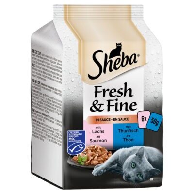 72x50g Sheba Fresh & Fine halválogatás szószban nedves macskatáp - Kisállat kiegészítők webáruház - állateledelek