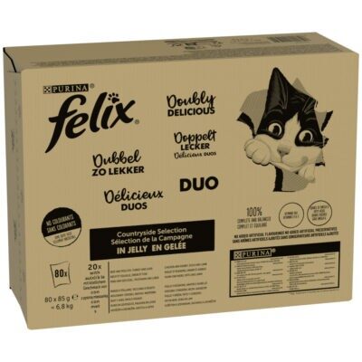 80x85g Felix Fantastic Duplán finom nedves macskatáp - Kisállat kiegészítők webáruház - állateledelek