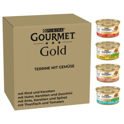 96x85g Gourmet Gold Terrine zöldséggel nedves macskatáp - Kisállat kiegészítők webáruház - állateledelek