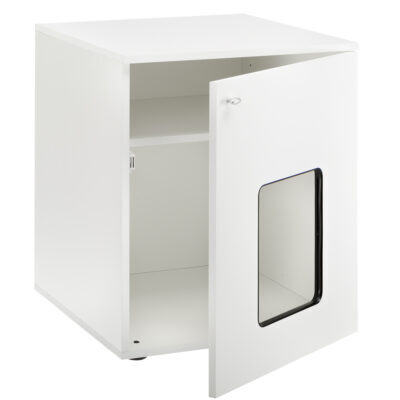 Fehér fa macskatoalett-szekrény Sz 53 x Mé 60 x Ma 65 cm - Kisállat kiegészítők webáruház - állateledelek