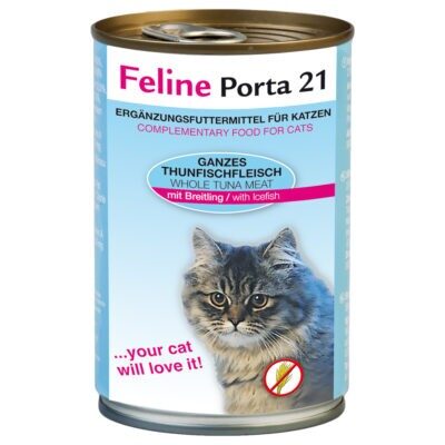 12x400g Feline Porta 21 tonhal & sprotni nedves macskatáp - Kisállat kiegészítők webáruház - állateledelek