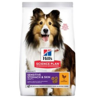 14kg Hill's Science Plan Adult 1+ Sensitive Stomach & Skin Medium csirke száraz kutyatáp - Kisállat kiegészítők webáruház - állateledelek