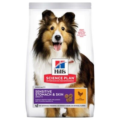 14kg Hill's Science Plan Adult 1+ Sensitive Stomach & Skin Medium csirke száraz kutyatáp - Kisállat kiegészítők webáruház - állateledelek