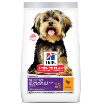 2x6kg Hill's Science Plan Adult 1+ Sensitive Stomach & Skin Small & Mini csirke száraz kutyatáp - Kisállat kiegészítők webáruház - állateledelek