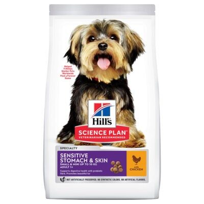 3kg Hill's Science Plan Adult 1+ Sensitive Stomach & Skin Small & Mini csirke száraz kutyatáp - Kisállat kiegészítők webáruház - állateledelek