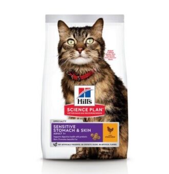 2x7kg Hill's Science Plan Feline Adult Sensitive Stomach & Skin csirke száraz macskatáp - Kisállat kiegészítők webáruház - állateledelek