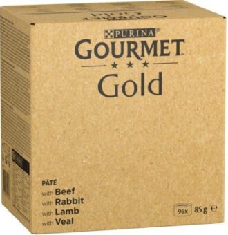 Jumbopack: 96x85g Gourmet Gold nedves macskatáp- Finom pástétom: marha