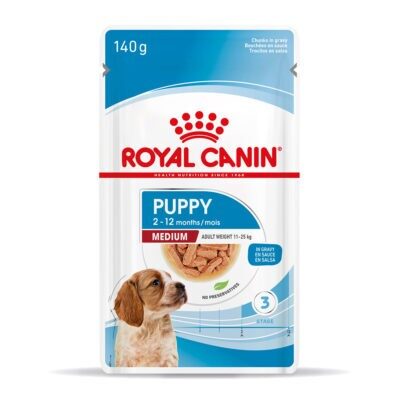 20x140g Royal Canin Medium Puppy szószban nedves kutyatáp - Kisállat kiegészítők webáruház - állateledelek