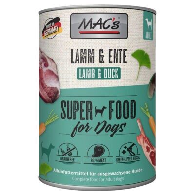 MAC's Adult Superfood gazdaságos csomag 12 x 400 g - Bárány & kacsa - Kisállat kiegészítők webáruház - állateledelek