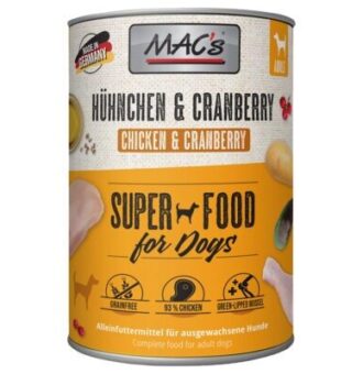 MAC's Adult Superfood gazdaságos csomag 12 x 400 g - Csirke & áfonya - Kisállat kiegészítők webáruház - állateledelek