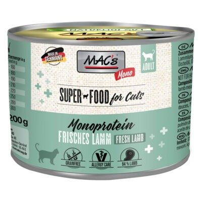 MAC´s Cat Mono Sensitive 12 x 200 g - Bárány - Kisállat kiegészítők webáruház - állateledelek