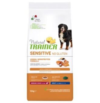 12kg Natural Trainer Sensitive No Gluten Adult lazac száraz kutyatáp - Kisállat kiegészítők webáruház - állateledelek