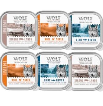 Wolf of Wilderness MINI Adult tálcás gazdaságos csomag 24 x 150 g  - Mix: 2 x csirke