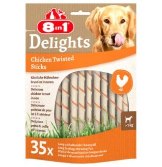 10db 8in1 Delights Twisted Sticks csirke snack kis testű kutyáknak - Kisállat kiegészítők webáruház - állateledelek