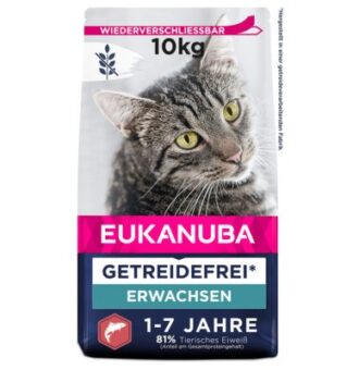 10kg Eukanuba Grain Free lazac száraz macskatáp óriási kedvezménnyel! - Adult - Kisállat kiegészítők webáruház - állateledelek
