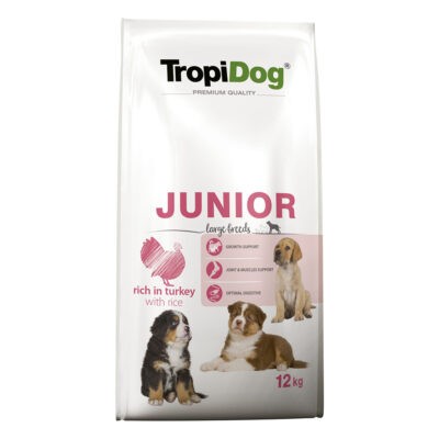 2x12kg Tropidog Premium Junior Large pulyka & rizs száraz kutyatáp - Kisállat kiegészítők webáruház - állateledelek