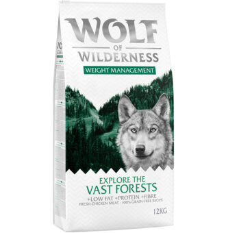 2x12kg Wolf of Wilderness "Explore" The Vast Forests - Weight Management száraz kutyatáp gazdaságos csomagban - Kisállat kiegészítők webáruház - állateledelek