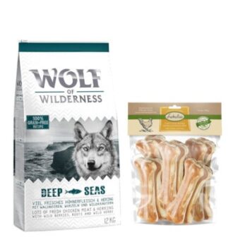 12kg Wolf of Wilderness Adult "Deep Seas" - hering száraz kutyatáp+750g 15cm-es Lukullus csirke rágócsont kutyáknak ingyen - Kisállat kiegészítők webáruház - állateledelek