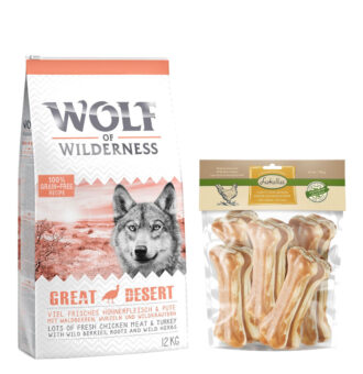 12kg Wolf of Wilderness Adult "Great Desert" - pulyka száraz kutyatáp+750g 15cm-es Lukullus csirke rágócsont kutyáknak ingyen - Kisállat kiegészítők webáruház - állateledelek