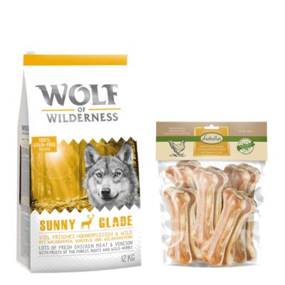 12kg Wolf of Wilderness Adult 'Sunny Glade' - szarvas száraz kutyatáp+750g 15cm-es Lukullus csirke rágócsont kutyáknak ingyen - Kisállat kiegészítők webáruház - állateledelek
