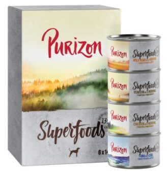 12x140g Purizon Superfoods nedves kutyatáp Vegyes csomag (2xcsirke