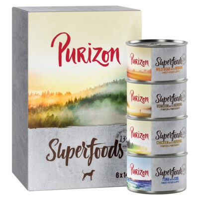 12x140g Purizon Superfoods nedves kutyatáp Vegyes csomag (2xcsirke