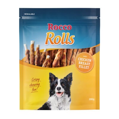 12x200g Rocco Rolls rágótekercs jutalomfalat kutyáknak mix: 4x tőkehal
