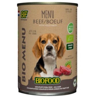12x400g Biofood Organic Menu marha nedves kutyatáp - Kisállat kiegészítők webáruház - állateledelek